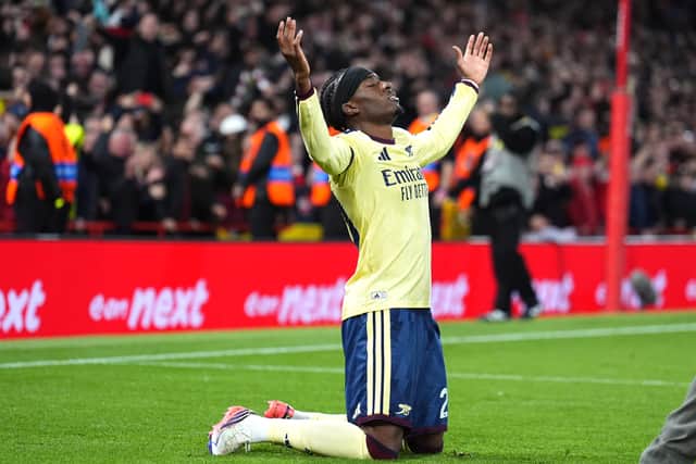 Noni Madueke celebrates his late winner (Mike Egerton/PA).