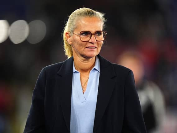 England head coach Sarina Wiegman before the FIFA 2027 Women’s World Cup European Qualifiers, play-off round one, second leg match at the King Power Stadium, Leicester.