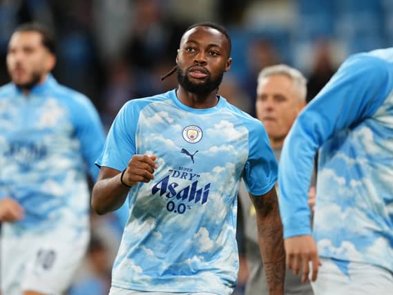 Manchester City’s Antoine Semenyo in action