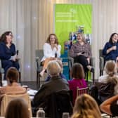 NWED 2026 Local Businesswomen Panel: Ruth Scott (MC), Denise Walsh (Curly Co), Laura Mullin (The Old Post Office & Doyle's Royal Oak Stores), Brigid Walsh (Solar Precision)