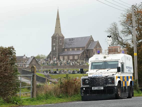 A PSNI vehicle close to Drumcree Church in Portadown, Co Armagh