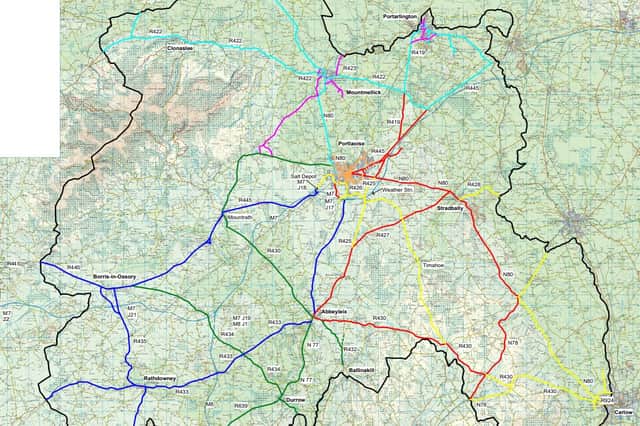 Road salting map of Laois for winter 2026 - 2027
