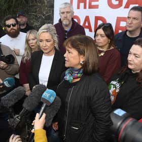 Sinn Fein President Mary Lou McDonald and Northern Ireland First Minister Michelle O’Neill attending a community event