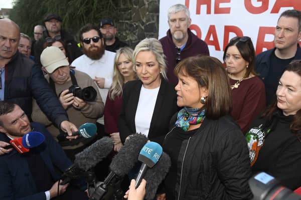 Sinn Fein President Mary Lou McDonald and Northern Ireland First Minister Michelle O’Neill attending a community event