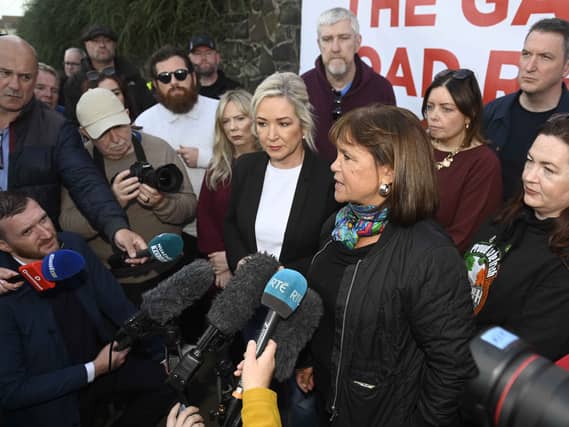 Sinn Fein President Mary Lou McDonald and Northern Ireland First Minister Michelle O’Neill attending a community event