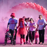 IN PICTURES: Hundreds paint Derry's Ebrington Square pink for Cancer Focus