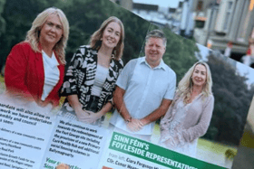 Leona McGuinness on right, who is contesting May's Council Elections in Foyleside DEA for Sinn Féin, with Ciara Ferguson MLA, Cllr Grace Uí Niallais and Cllr Conor Heaney.