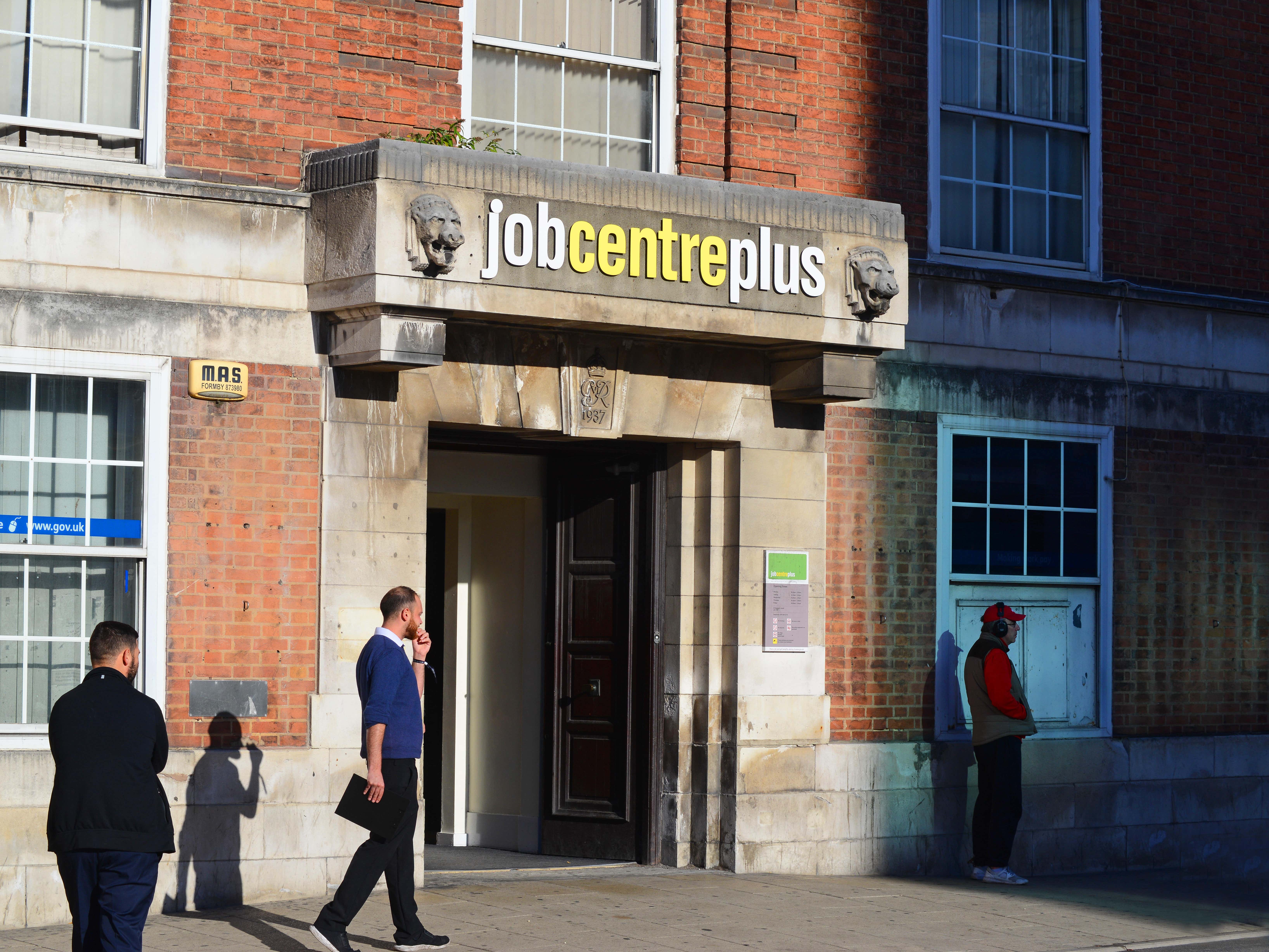 People entering and leaving a jobcentre