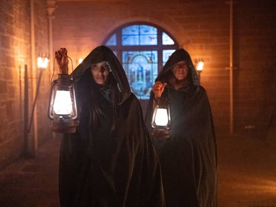 Maya Jama and Richard E Grant in episode one of the current series of The Celebrity Traitors