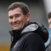 Mansfield manager Nigel Clough smiles