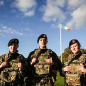 (Left to right) Corporal Leah Dolan, Gunner Gabrielle Erichovaite and Private Muireann Cullen during the  69th Infantry Group Mission Readiness Exercise (MRE) in the Glen of Imaal, Co Wicklow, in preparation for deployment to the United Nations Interim Force in Lebanon (Unifil). 