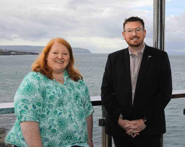 Cllr Richard Brown-Stewart and Alliance Leader Naomi Long MLA.