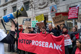 Protesters outside the Department for Energy Security and Net Zero calling for Rosebank oil field to be rejected