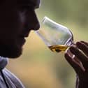 Someone sniffs at a nice Scotch whisky