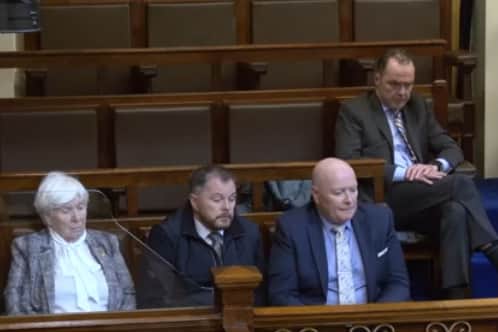 Sheila, Kieran, Austin and Oliver Stack in the Dáil to hear the Taoiseach deliver the State Apology.