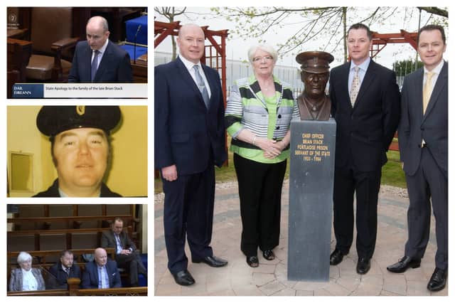 Taoiseach Micheál Martin delivered a State Apology in Dáil in the presence of Sheila, Austin, Oliver and Kieran Stack over the Garda investigation into the murder of Brian Stack, who was shot by the Provisional IRA in 1983.