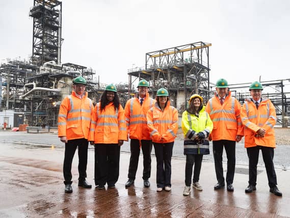 Energy Secretary Miatta Fahnbulleh (second from left), Chancellor John Healey (second from right) and Scottish Secretary Douglas Alexander (right) during a visit to Shell UK’s St Fergus Gas Terminal in Peterhead, Aberdeenshire