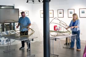 Participants Alan Duff and Noreen Muckian creating their pieces