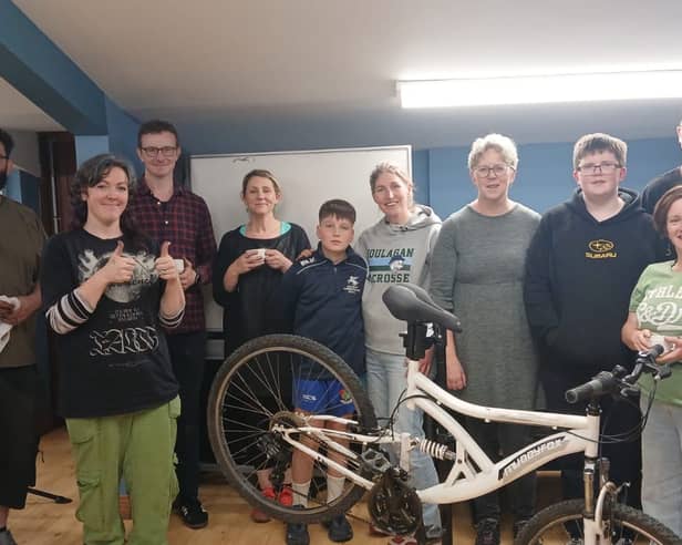 Participants in the bicycle repair workshop in Tullamore youth centre