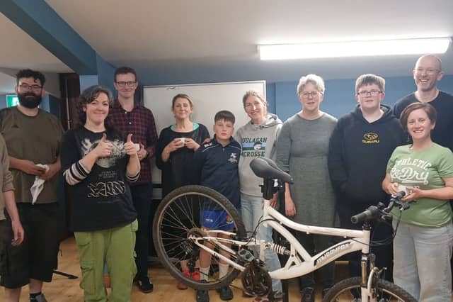 Participants in the bicycle repair workshop in Tullamore youth centre