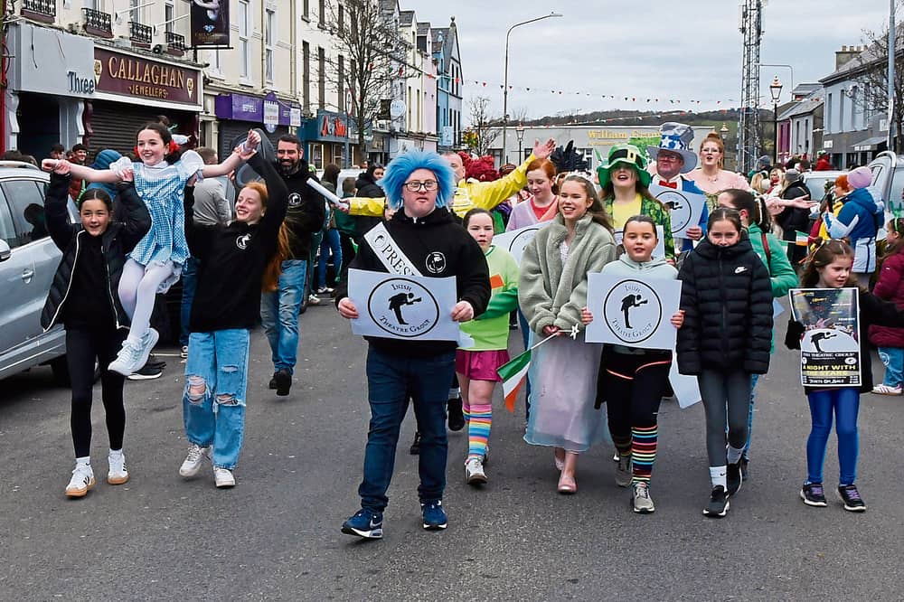 Members of Inish Theatre Group taking part in the 2025 Buncrana St Patrick’s Day Parade. The group is delighted to be involved in a new collaborative project with Londonderry Musical Society.