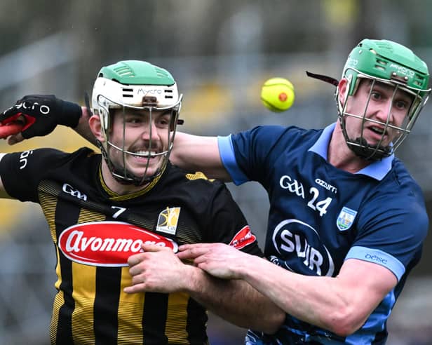 Paddy Deegan of Kilkenny is tackled by Michael Kiely of Waterford during the Allianz League match between the two sides earlier this year