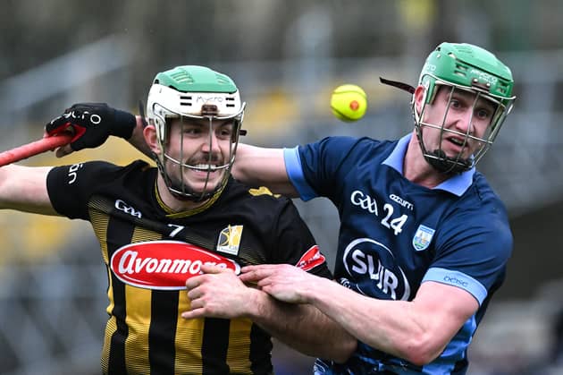 Paddy Deegan of Kilkenny is tackled by Michael Kiely of Waterford during the Allianz League match between the two sides earlier this year
