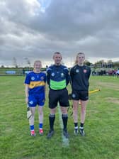 Marian Ferns and Aoife Minogue with referee Patrick Murphy