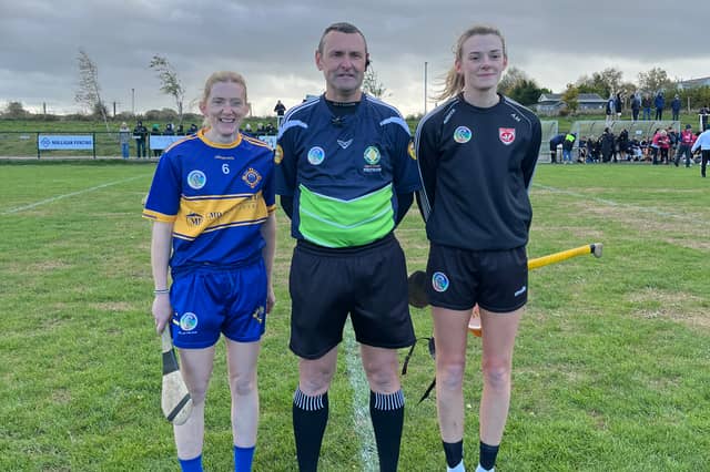 Marian Ferns and Aoife Minogue with referee Patrick Murphy