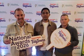 Eddie McHugh, Girena Takile and Kieran Ledwith, Longford TidyTowns volunteers, at the national awards ceremony in Croke Park 