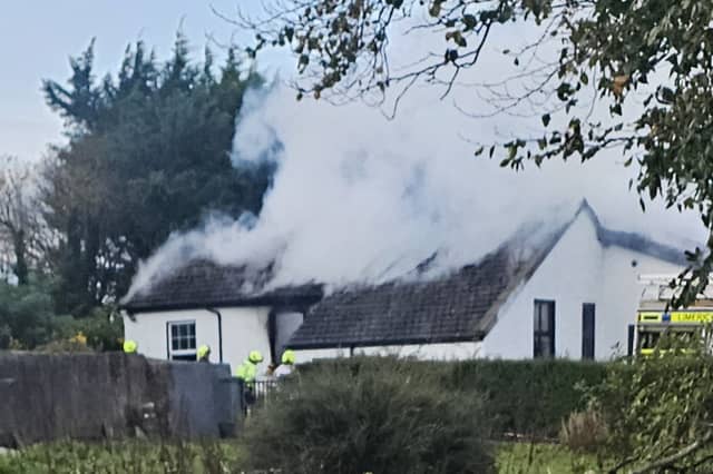 Plumes of smoke billow from the house fire in Pallaskenry