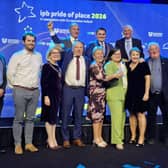 Clough's winning moment - representatives from Clough Pride of Place committee and Laois County Council with John Hogan, Chair of IPB Insurance, Lord Mayor of Dublin Daryl Barron and Chair of Pride of Place, Tom Dowling
