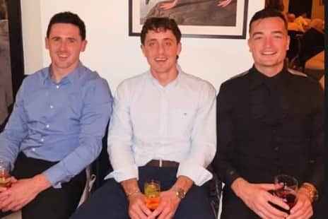 Darragh O'Donovan, Pat Ryan and Kyle Hayes toast the couple