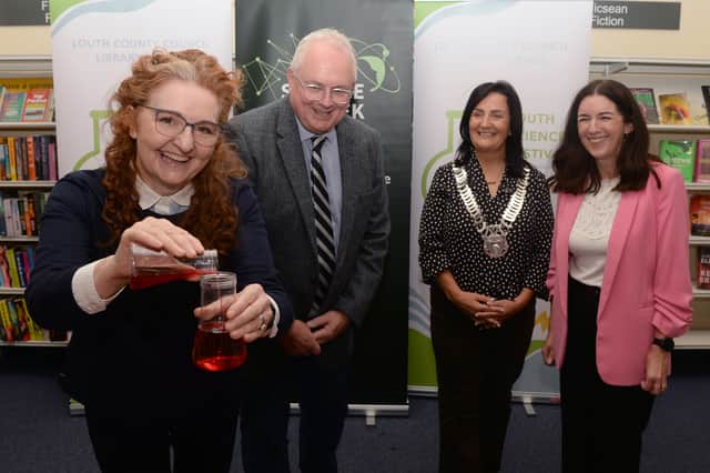L-R: Dr Niamh Shaw, Town Scientist; David Conway, Chief Executive of Louth County Council; Cllr Dolores Minogue, Cathaoirleach of Louth County Council; and Amanda Branigan, County Librarian