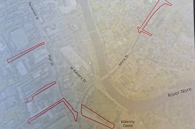 A map of the streets in Kilkenny City set to benefit from the Vibrant Streets funding