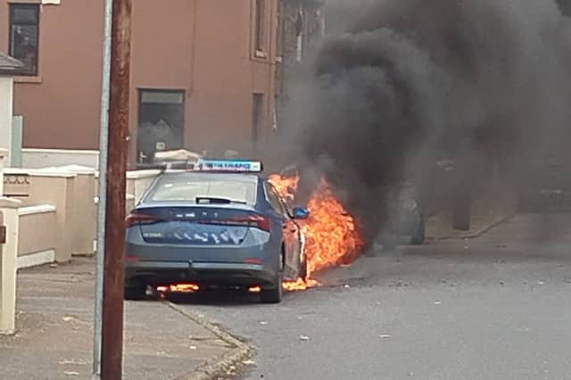 The car on fire in Griffith’s Place in Waterford city