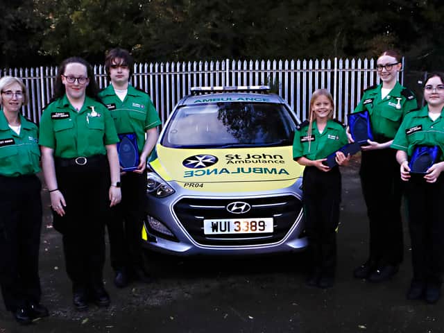 St. John Ambulance Junior Northlands & Belmont team winners of the All Ireland Youth First Aid Competition held in Tallagh, Dublin. From left, are Denis White, coach, Grach Lough, Caolán McKnight, Lucie Wray, Hannah McGahey and Sophia Kelly.