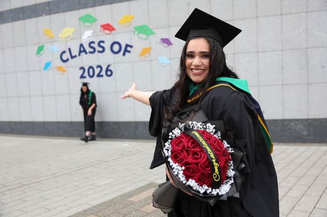 Noor Fatima Shahzad, Portlaoise, who received a Bachelor of Science in Chemistry with Artificial Intelligence during the Autumn Graduation Ceremony in DCU (Dublin City University)