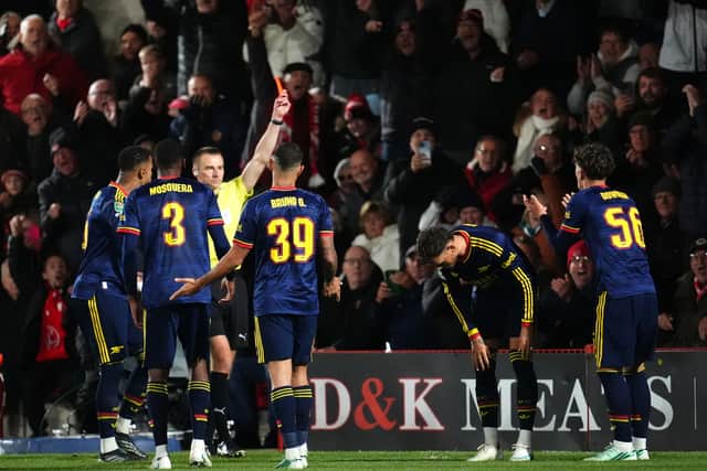 Max Dowman was sent off in the closing stages (Nick Potts/PA)