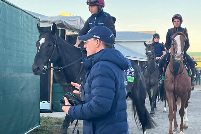 Aidan O’Brien supervising his string at Keeneland (Neil Morrice/PA)