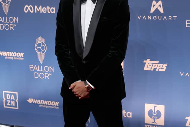 Kylian Mbappe attends the Ballon d’Or ceremony at the London Palladium Theatre (Kin Cheung/AP)
