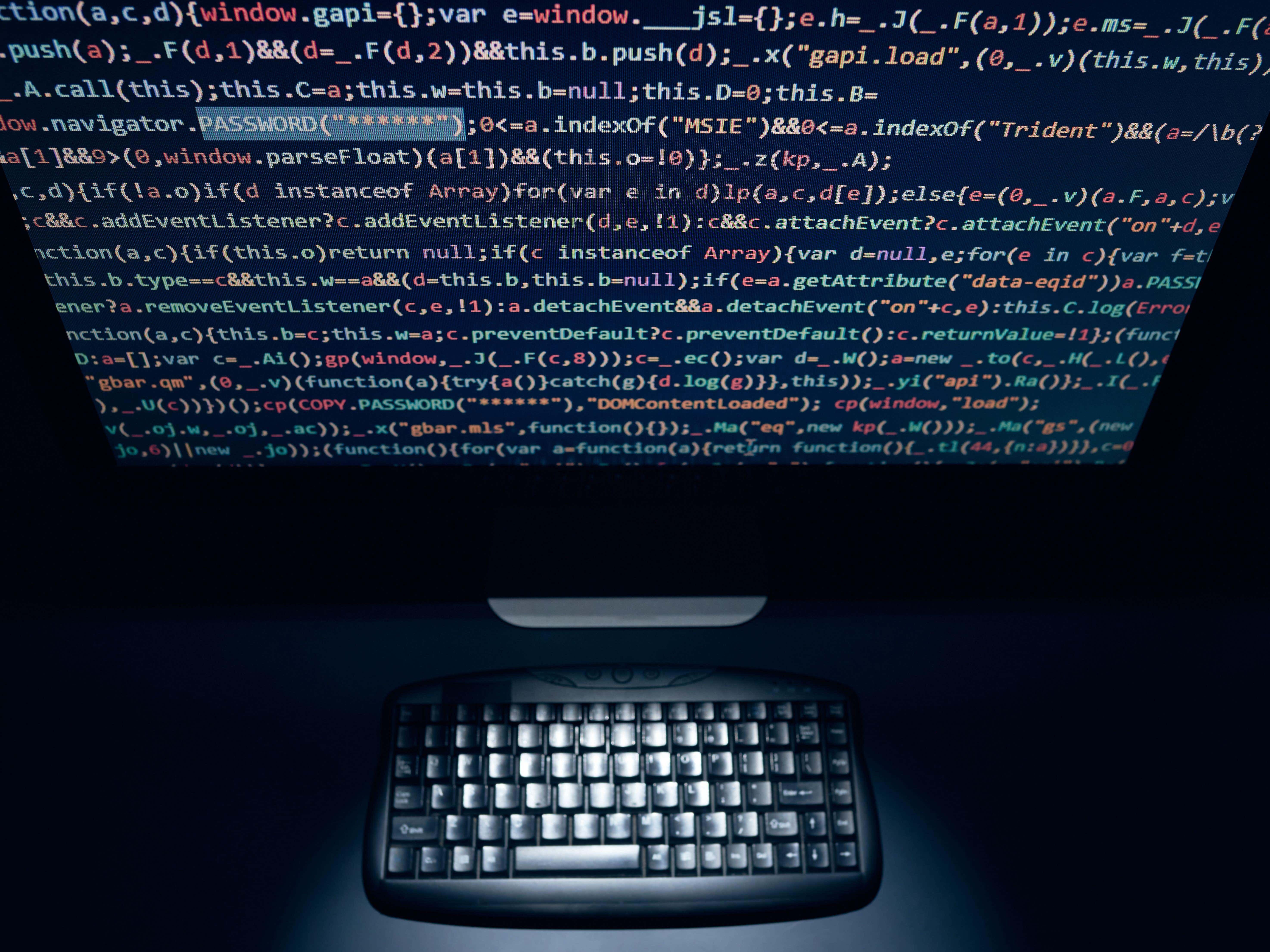 Computer screen with programming code