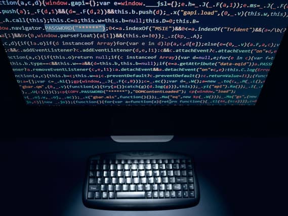 Computer screen with programming code