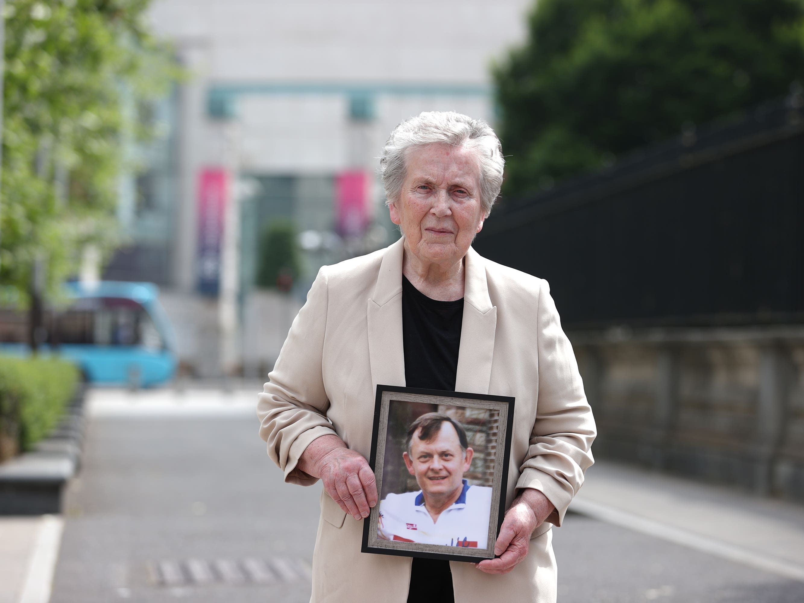 Sean Brown's widow Bridie with his photo