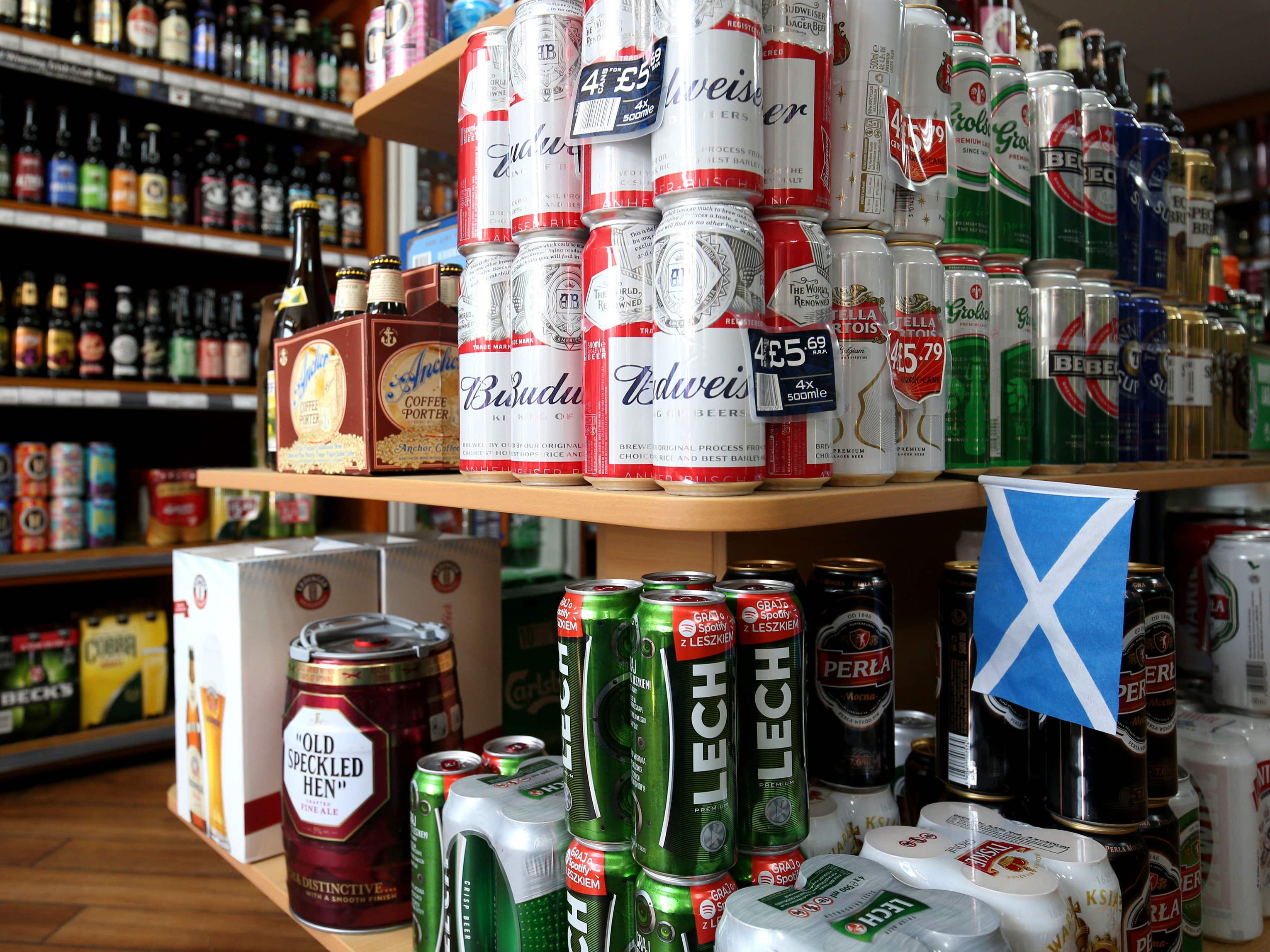 Alcohol for sale in an Edinburgh off-licence