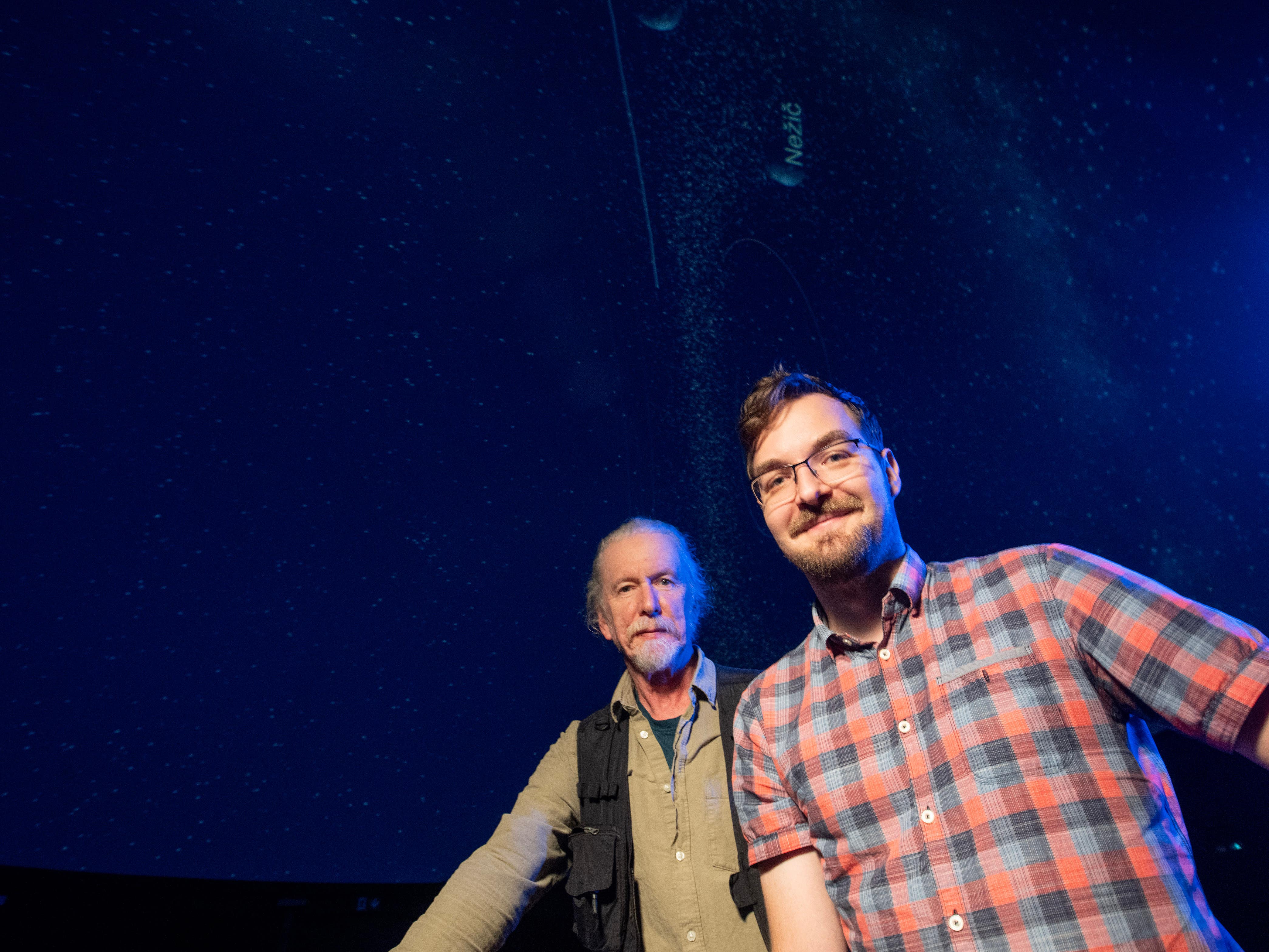 Meteorological officer Shane Kelly, left, and tours and outreach officer, Dr Rok Nezic, at the Armagh Planetarium