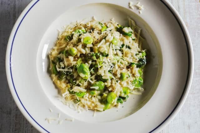 Rick Stein’s broad bean, wild garlic and leek risotto recipe (James Murphy/PA)