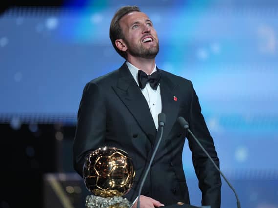 England’s Harry Kane with the Ballon d'Or
