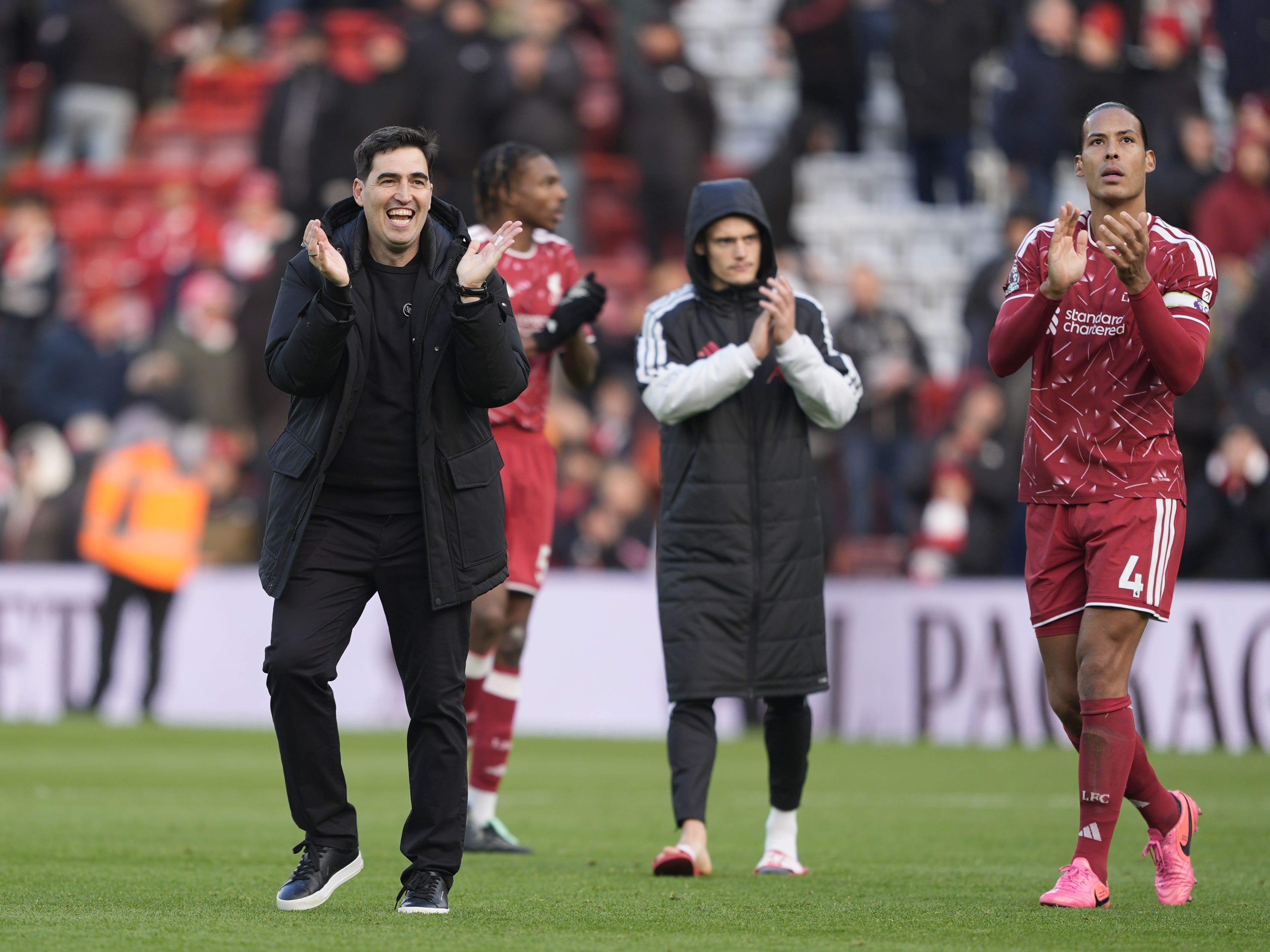 Andoni Iraola happy after his first league win at Anfield as Liverpool boss