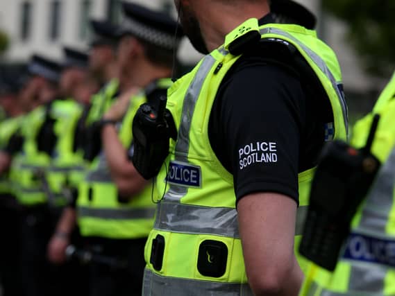 Police Scotland officers wearing high-vis jackets